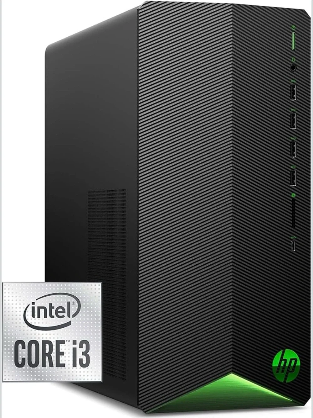 HP Gaming Desktop Tower in Black with Green Accent